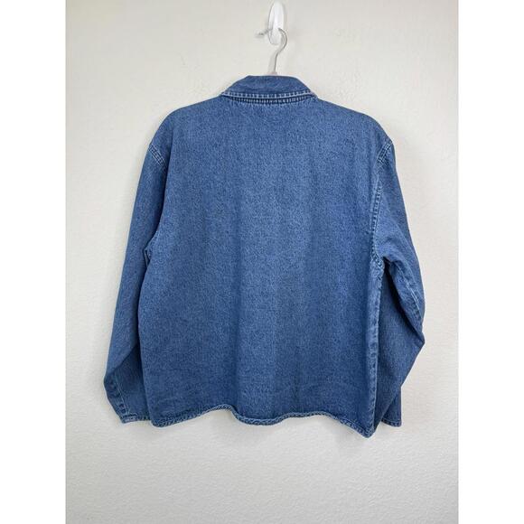 New Direction Faded Denim Quilted Jacket Sz L Fall Embroidered Cotton Boho - Picture 6 of 6